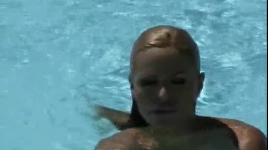 Gorgeous busty blonde rubbing her pussy